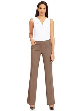 Calvin Klein Classic Stretch Trouser Leg Slightly Flared Hem Pants Taupe